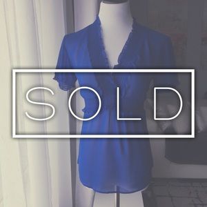 BCBGMaxAzria Cobalt Blue Silk Chiffon Blouse Top S